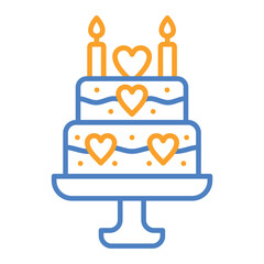 Cake Blue And Orange Line Icon