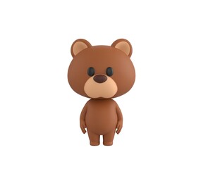 Little Bear character standing and looking to the front in 3d rendering.
