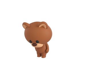 Little Bear character looking down in 3d rendering.