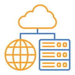 Hosting Blue And Orange Line Icon