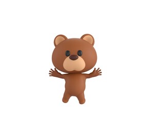 Obraz na płótnie Canvas Little Bear character jumping in 3d rendering.