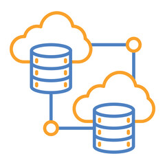 Cloud Storage Blue And Orange Line Icon
