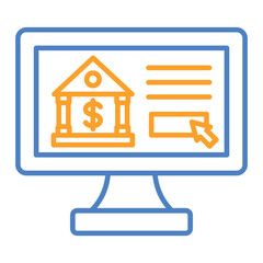 Online Banking Blue And Orange Line Icon