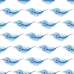 Fototapeta na wymiar peacock feather seamless pattern, peacock feather background