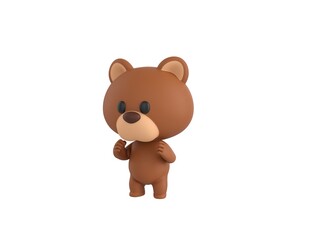 Little Bear character fighting in 3d rendering.