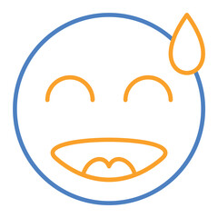 Embarrassed Blue And Orange Line Icon