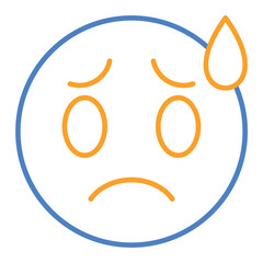 Worried Blue And Orange Line Icon