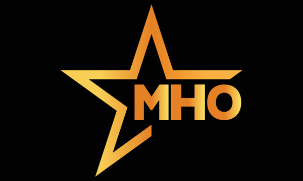 MHO golden luxury star icon three letter logo design vector template. royal logo | luxury logo | jewelry logo | premium logo | iconic logo | Victoria logo |