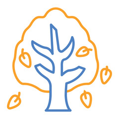 Autumn Tree Blue And Orange Line Icon