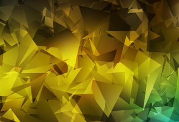 Dark Green, Yellow vector polygon abstract backdrop.