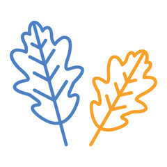 Oak Leaf Blue And Orange Line Icon
