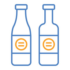 Wine Bottles Blue And Orange Line Icon