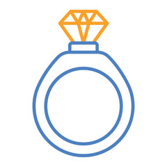 Wedding Ring Blue And Orange Line Icon