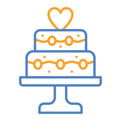 Wedding Cake Blue And Orange Line Icon