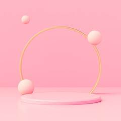 3d illustration stand minimal pink wall scene. 3D Rendering
