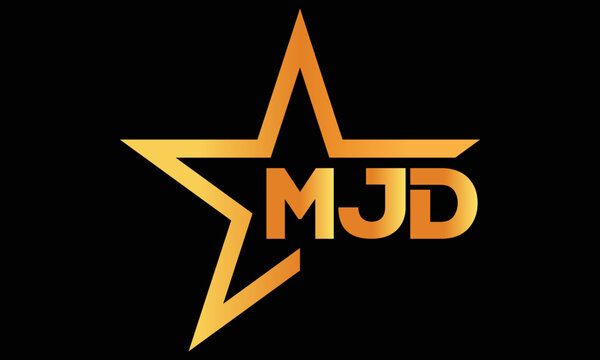 MJD golden luxury star icon three letter logo design vector template. royal logo | luxury logo | jewelry logo | premium logo | iconic logo | Victoria logo |