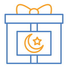 Gift Blue And Orange Line Icon