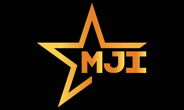 MJI golden luxury star icon three letter logo design vector template. royal logo | luxury logo | jewelry logo | premium logo | iconic logo | Victoria logo |
