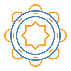 Tambourine Blue And Orange Line Icon