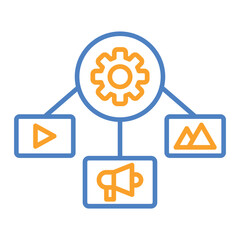 Content Management Blue And Orange Line Icon