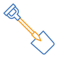 Shovel Blue And Orange Line Icon