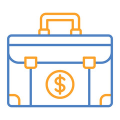 Briefcase Blue And Orange Line Icon