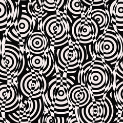 Monochrome psychedelic circle. Seamless pattern