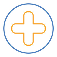 Plus Blue And Orange Line Icon