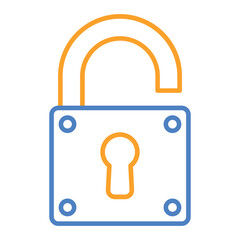 Unlock Blue And Orange Line Icon