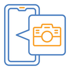 Camera Blue And Orange Line Icon