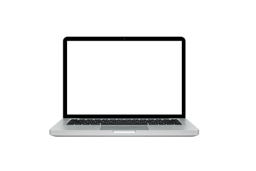 Laptop with blank screen isolate on png or transparent background for new produc