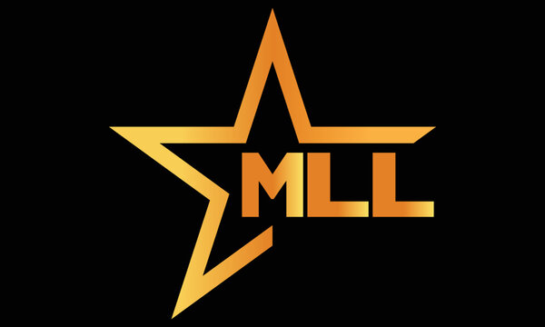 MLL golden luxury star icon three letter logo design vector template. royal logo | luxury logo | jewelry logo | premium logo | iconic logo | Victoria logo |