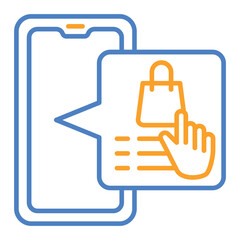 Online Order Blue And Orange Line Icon