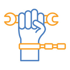 Forced Labour Blue And Orange Line Icon - obrazy, fototapety, plakaty