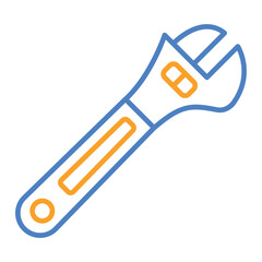 Wrench Blue And Orange Line Icon