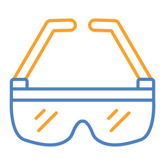 Safety Glasses Blue And Orange Line Icon