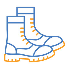 Fototapeta premium Boots Blue And Orange Line Icon
