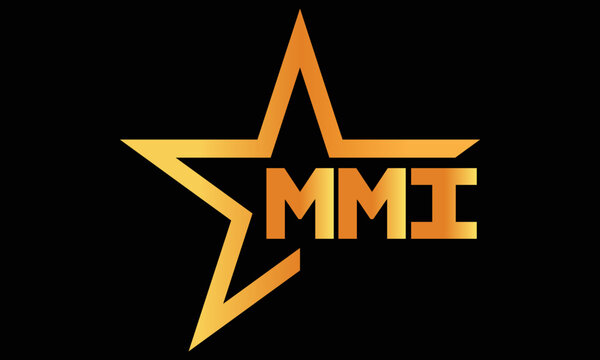MMI golden luxury star icon three letter logo design vector template. royal logo | luxury logo | jewelry logo | premium logo | iconic logo | Victoria logo |