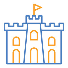 Sand Castle Blue And Orange Line Icon