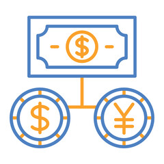 Money Exchange Blue And Orange Line Icon