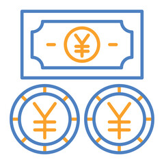 Yen Currency Blue And Orange Line Icon