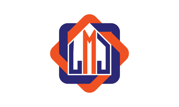 LMJ three letter real estate logo with home icon logo design vector template | construction logo | housing logo | engineering logo | initial letter logo | minimalist logo | property logo |