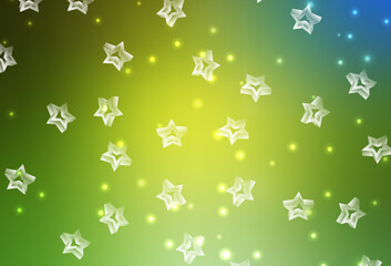 Fototapeta na wymiar Light Green, Yellow vector texture with beautiful stars.