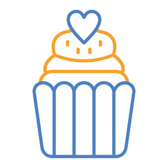 Cupcake Blue And Orange Line Icon