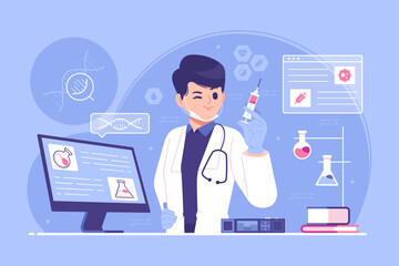 vaccine testing and approval process concept illustration