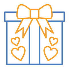 Giftbox Blue And Orange Line Icon