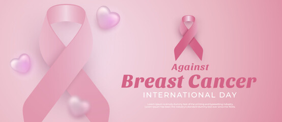 Realistic greeting card for international day against breast cancer background