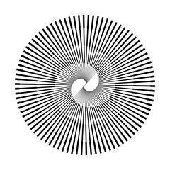 Spiral with transition lines as dynamic abstract vector background or logo or icon. Yin and Yang symbol.