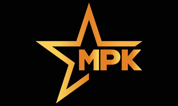 MPK golden luxury star icon three letter logo design vector template. royal logo | luxury logo | jewelry logo | premium logo | iconic logo | Victoria logo |