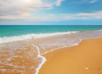 Sandy seashore at day.